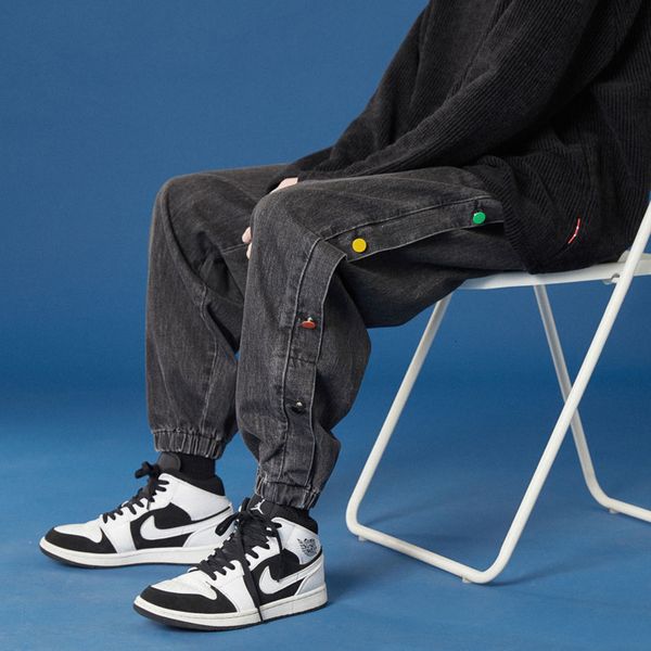 

2021 men's brem spring and winter's new neutral blue buttoned denim pants fashion young clothes mg7g