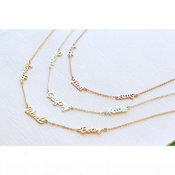 

personalized 3 nameplate necklace custom name pendant women chokers necklaces letter jewelry for family kids clavicle chain bff sh190930, Silver