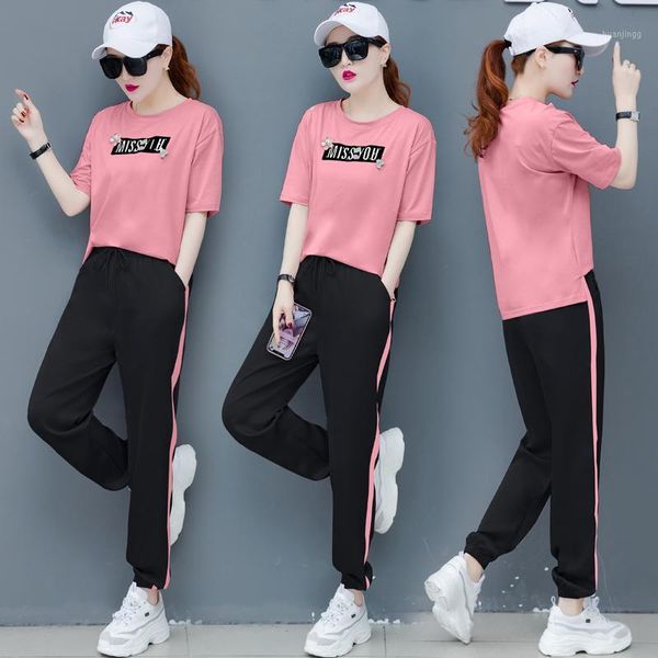 

fashion sports suit female new trend lady suit large size 2 piece set women summer leisure tracksuit women youth clothing 12541, Gray