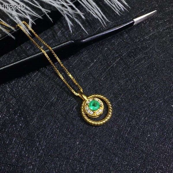 

meibapj]natural emerald pendant necklace with certificate 925 pure silver fine wedding jewelry for women