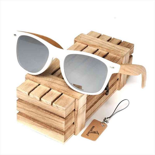 

womens mens bamboo wooden sunglasses white frame protection eyewear coating mirrored uv400 lenses wooden original box, White;black