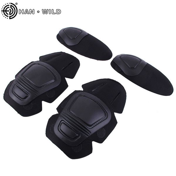 

han wild frog suit knee pads elbow support paintball airsoft tactical kneepad interpolated knee protector set gear combat, Black;gray