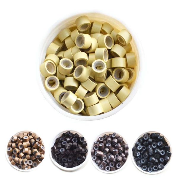 

1000pcs 5.0mm sile micro ring aluminium micro sile rings/links/beads tip/loop hair extensions tools for hu wmtquv, Black