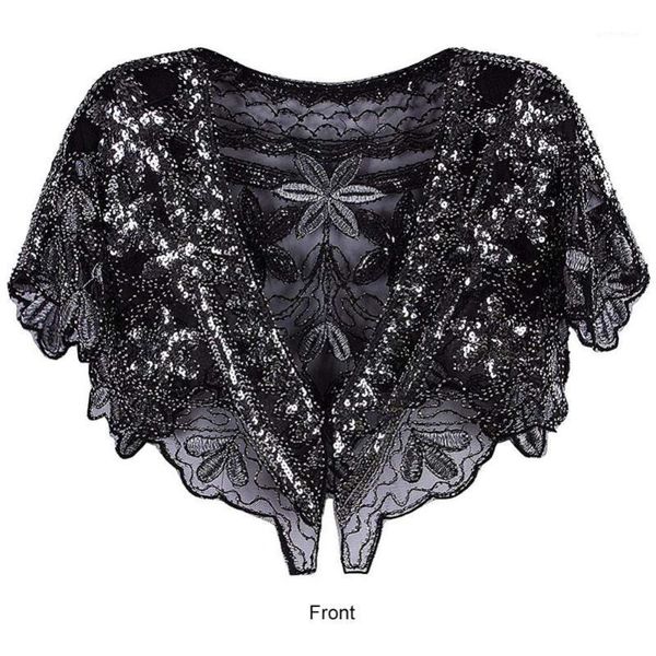 

women's 1920s shawl beaded evening wraps flapper bolero1, Blue;gray