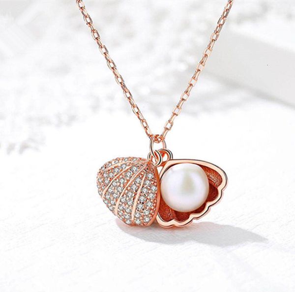 

shell necklace female clavicle chain temperament fan pearl conch pendant, Silver