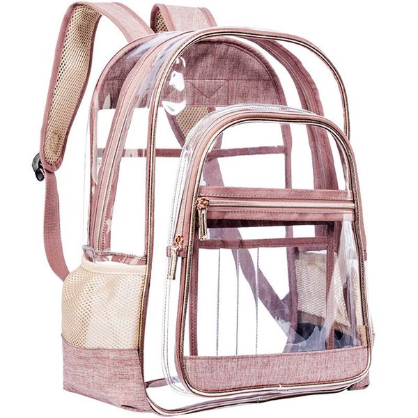 

student school big size transparent backpacks clear pvc zipper books bag school bags for teenage girls travel bag mochila mujer