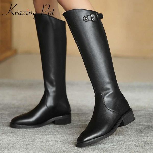 

boots krazing pot limited customization vintage british style round toe med heel riding young lady leisure knee-high l72, Black