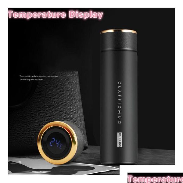 

500ml thermos vacuum flasks temperature display 304stainless steel my water bottle travel coffee mug tea milk mug thermo cup