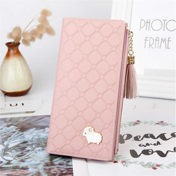 

new women ladies pu leather cute sheep tassel clutch long wallet id card phone holder purse handbag, Red;black