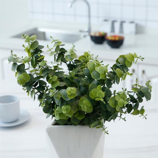 

decorative flowers & wreaths artificial leaves branches simulation plant eucalyptus large bouquet plastic home decoration green single fake