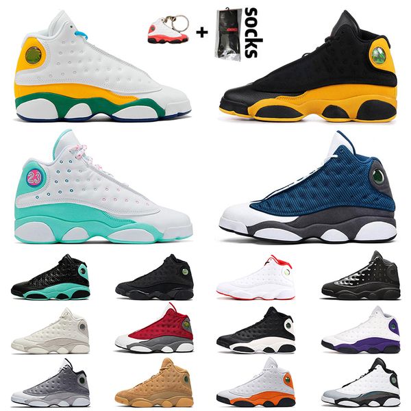 

13 13s mens sports basketball shoes jumpman melo class off soar green hyper royal pink dmp womens trainers sneakers, White;red