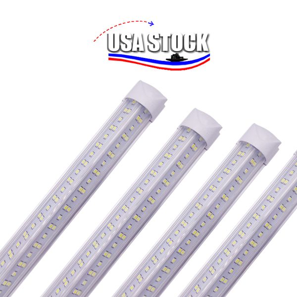 2 pés de 3 pés 4feet em forma de V. Luzes de tubo LED de 8 pés T8 Tubo de luminária de luminador de porta LED Integrated Integrated Door Shop LED com acessórios 144w