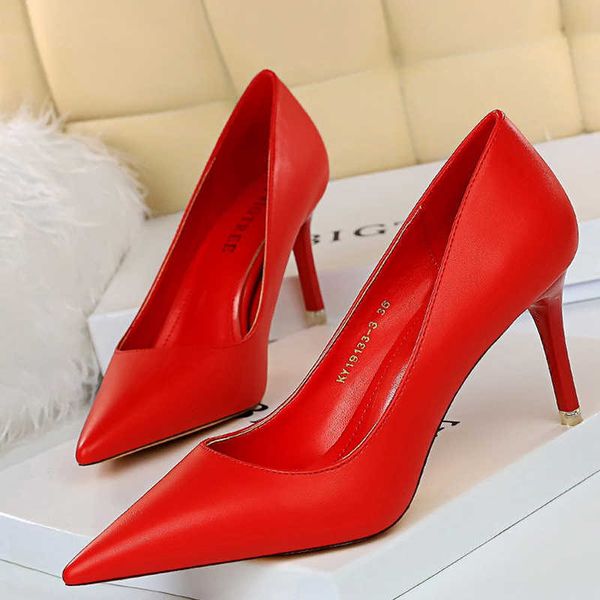 

classic luxury designer heels women basic pump white high fashion wedding shoes super pu spring and autumn stiletto plus size 41 42 43 paris, Black