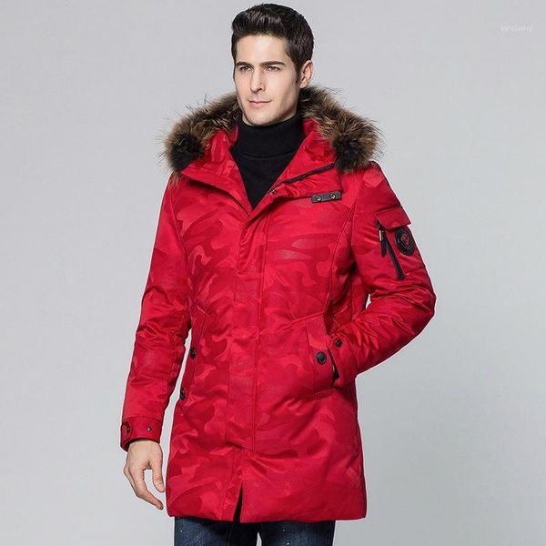

new men's winter down jacket 90% white duck down jacket men windbreaker camouflage hooded coat male parka pluma hombre long1, Black
