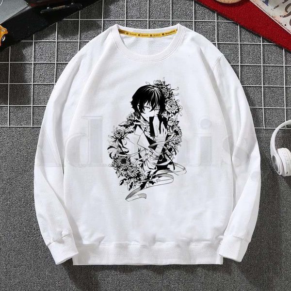 

bungou бездомные собаки osamu dazai аниме толстовки толстовки для печати тренд мужская одежда хип-хоп мужской кувшин катушки мужчины, Black