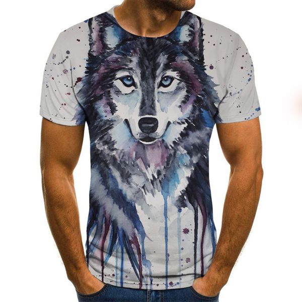 

new trend animal wolf king print-fashion street 3d print shirts hippie harajuku humor men clothing