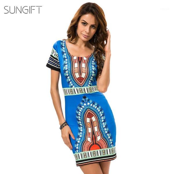 

sungift afrian style dress for women digital print dress short sleeves african pattern dashiki daily casual tribal pattern1, Red