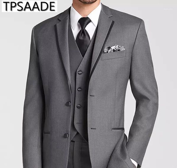

2020 wedding groom tuxedos 3 pieces gray slim fit men suits (jacket+pants+vest) bridegroom suits man blazer1, White;black