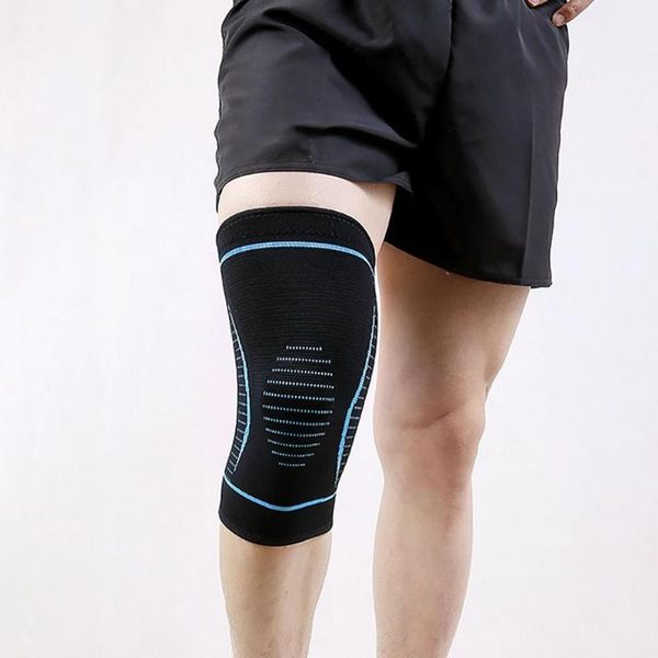 

1pc knee pad breathable training elastic knitted knee brace support compression sleeves for sports pain relief recovery1, Black;gray