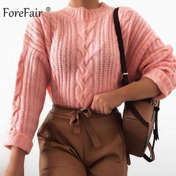 

forefair long sleeve casual solid crop knitted turtleneck sweater women winter 2020 knitwear plus size pullovers women jumper1, White;black