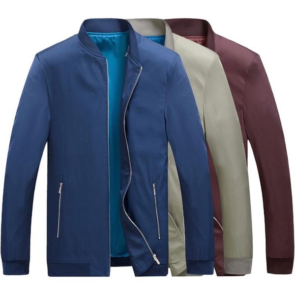 

среднего возраста men's пальто куртки 2020 весна и осень новый стиль стенд воротник сплошной цвет куртка тонкий папа весна одежда, Black