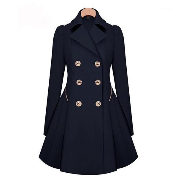 

women spring autumn trench solid plus size slim a-line coat tailored collar button back pleat elegent trench coat mt17061, Tan;black