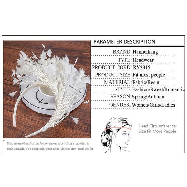 

haimeikang feativel hairband female feather headband hair accessories headdress party hair head decoration crown haimeikang qyludq