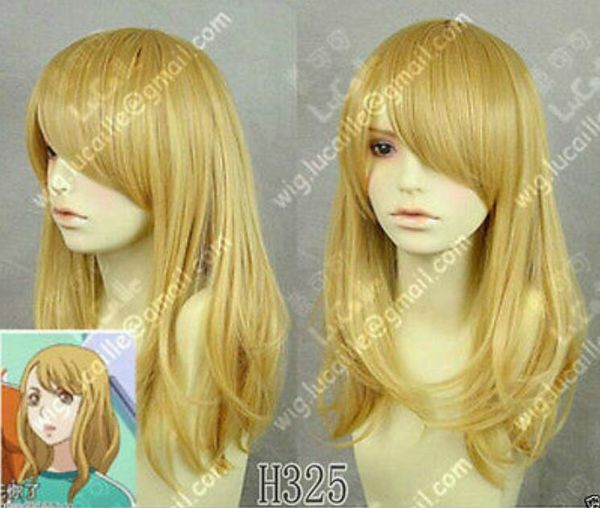Bela venda quente elegante nova peruca de festa de cosplay loira dourada