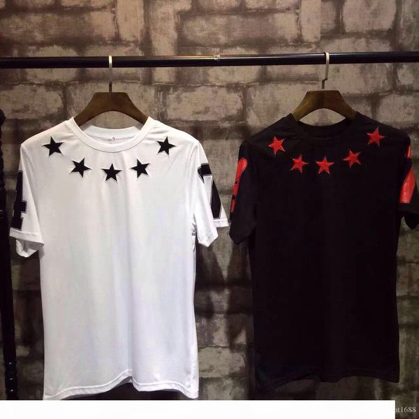 

2016 new fashion summer t shirt men o-neck cotton flocking pentagram 47 digital short sleeve mens t-shirt men's brand clothing, White;black
