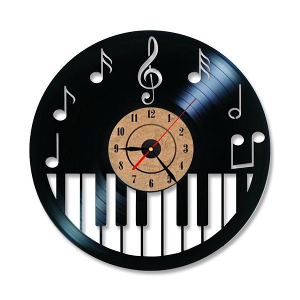 

hollow piano keybord vinyl record clock creative and style black round led wall clock music piano decor art clock q jllsrh