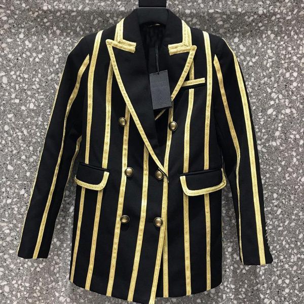 

2019 women striped luxury blazer coat rmsx 7.181, White;black