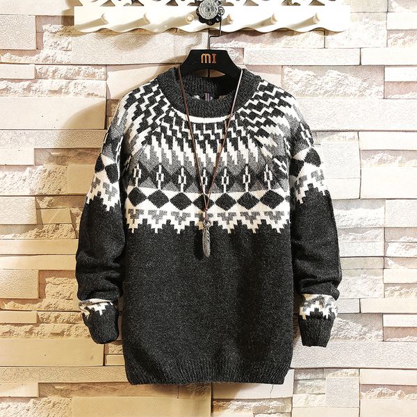 

2021 new sweaters men's black long sleeves autumn winter pullover knitted o-neck plus oversize 5xl gqpb, White;black