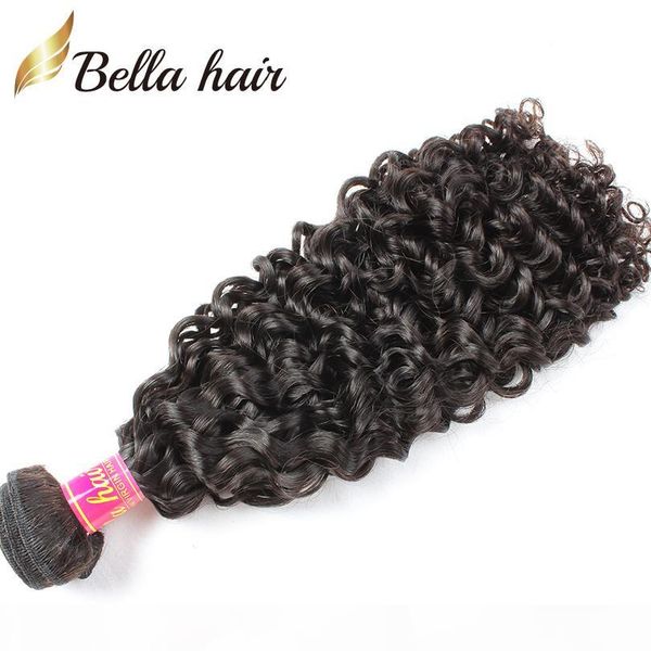 

bella hair brazilian kinky curly weaves virgin human hair bundles double weft 12"-30" full hair ends wefts natural color, Black