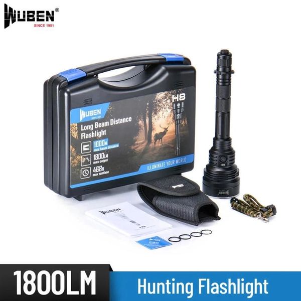 

wuben h8 outdoor hunting xhp35hi led max 1800 lumen 1000 meters long range searchlight torch with 2* 18650 batteries