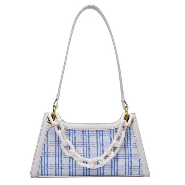 

2020 new korean style pu leather chain sling female plaid mini bag women's casual shoulder underarm bag
