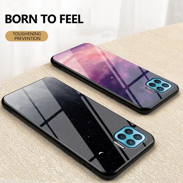 

reno 4 starry pattern tempered glass cover for oppo reno4 lite luxury phone case