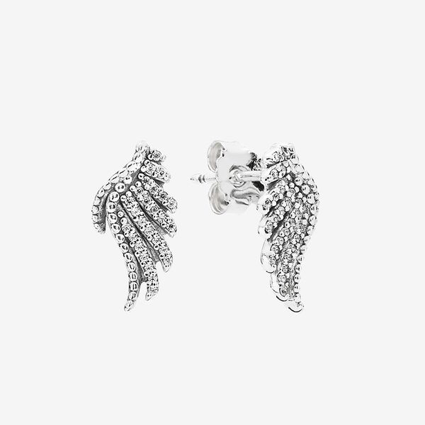

real 925 sterling silver wing серьги стержня лета ювелирных изделий forcz алмазов игристые перо серьги с коробкой, Golden;silver
