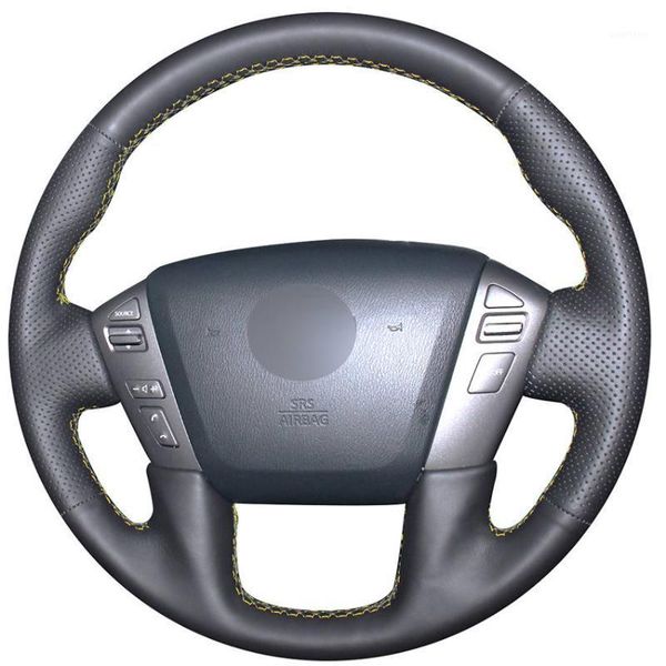 

black genuine leather car steering wheel cover for armada nv cargo nv passenger (us) titan infiniti qx56 20111