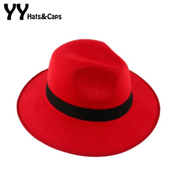 

wide brim hats soft men women vintage retro wool felt bowler fedora hat floppy cloche solid trilby winter jazz cap yy0728, Blue;gray