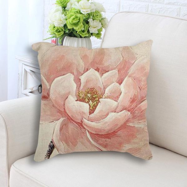 

decorative pillow handmade oil painting print linen cushion abstract flowers pillowcase throw pillow sofa decoration1