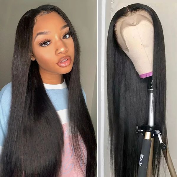 

13x4x1 t part lace wig brazilian straight lace wig 150 density preplucked 13x4 straight lace front human hair wigs, Black;brown