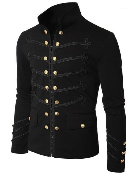 

double breasted long sleeve slim fit coats male casual clothes mens stand collar jacket, Black;brown