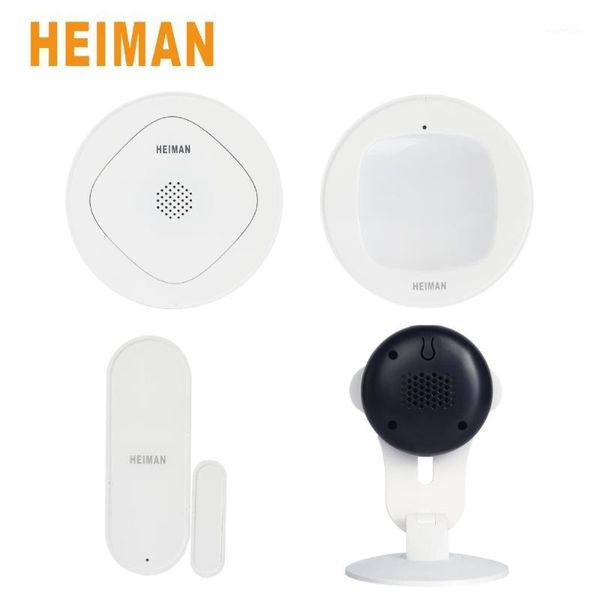 

heiman smart gateway zigbee wireless door window sensor and motion infrared detector with smart ip-camera security alarm kit set1