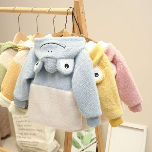 

double plush coat jamie wolf sweater autumn winter 2020 children's wear korean hooded zipper top, Black