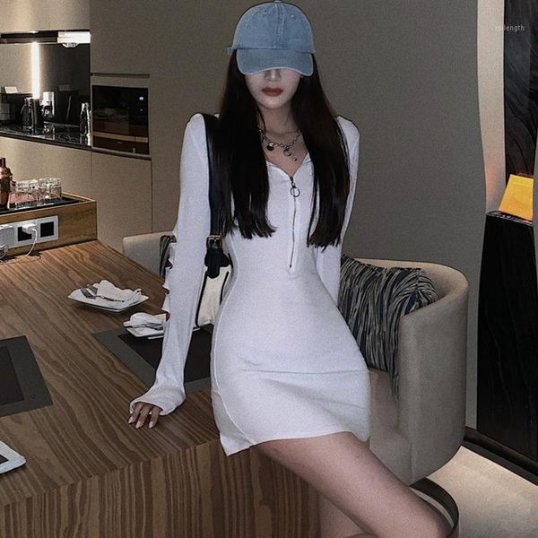 

europe autumn hole full sleeve figure hollow out hat casual hooded zipper mini dress trend dresses 01, Black;gray