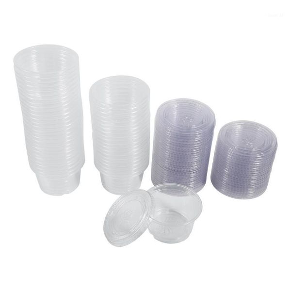 

50pcs disposable sauce cups plastic clear sauce chutney ketchup cup with lid takeaway storage boxes container1