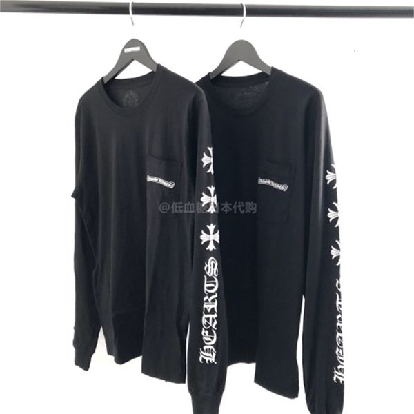 

crosin arm sanskrit letter cross long sleeve tee, Black