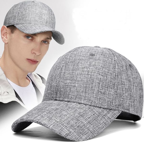 

big size deep linen baseball hats male summer outdoors cool sun cap men large size sport snapback caps 55-60cm 60-66cm 201023, Blue;gray