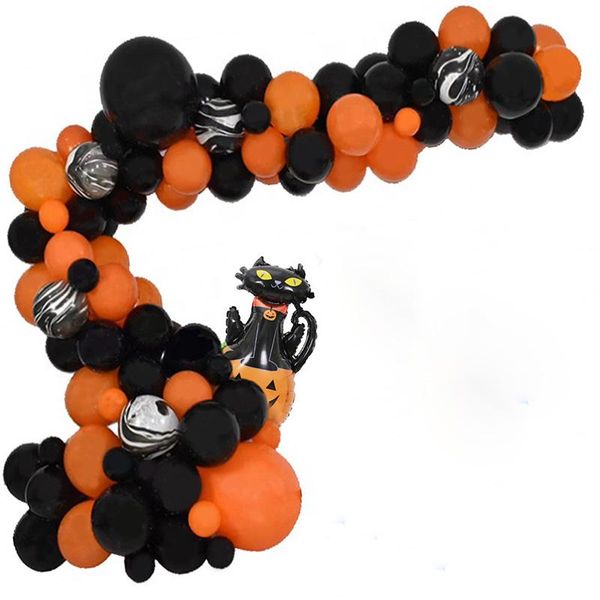 

black orange halloween balloon garland kit halloween theme latex ballon arch ktv bar doorway for home decorations party baloon wmttcu