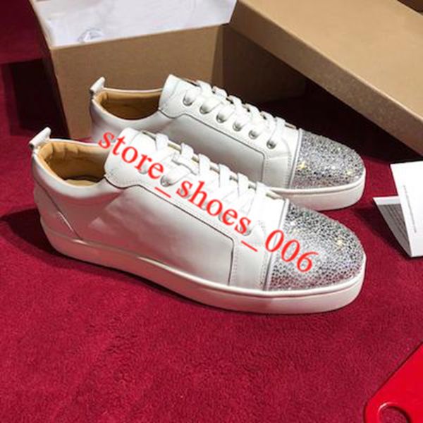

new progettista sneakers 2020 red bottom shoes lusso suede low cut shoes mens and womens shoes crystal leather wedding sneakers, Black;red